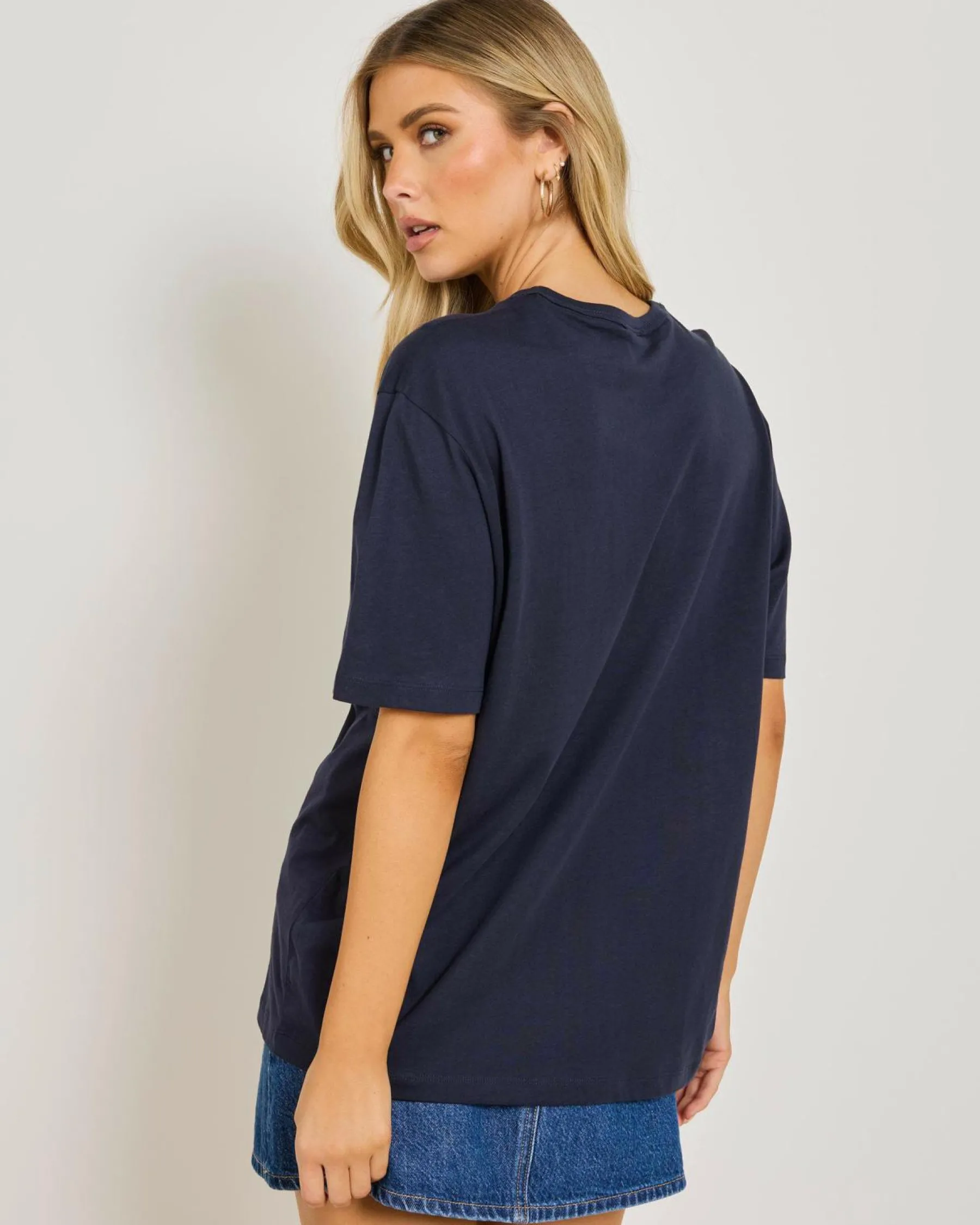Tops*Champion Graphic Oversized T-Shirt Deep Navy
