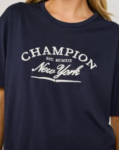 Tops*Champion Graphic Oversized T-Shirt Deep Navy