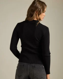 Tops*Winnie & Co Grayson Knit Zip Top Black