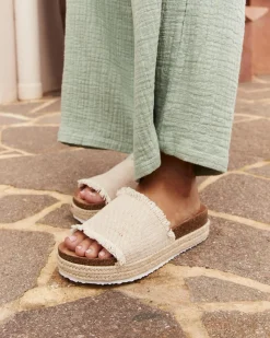 Slides*Ava And Ever Greece Flatform Shoes Natural