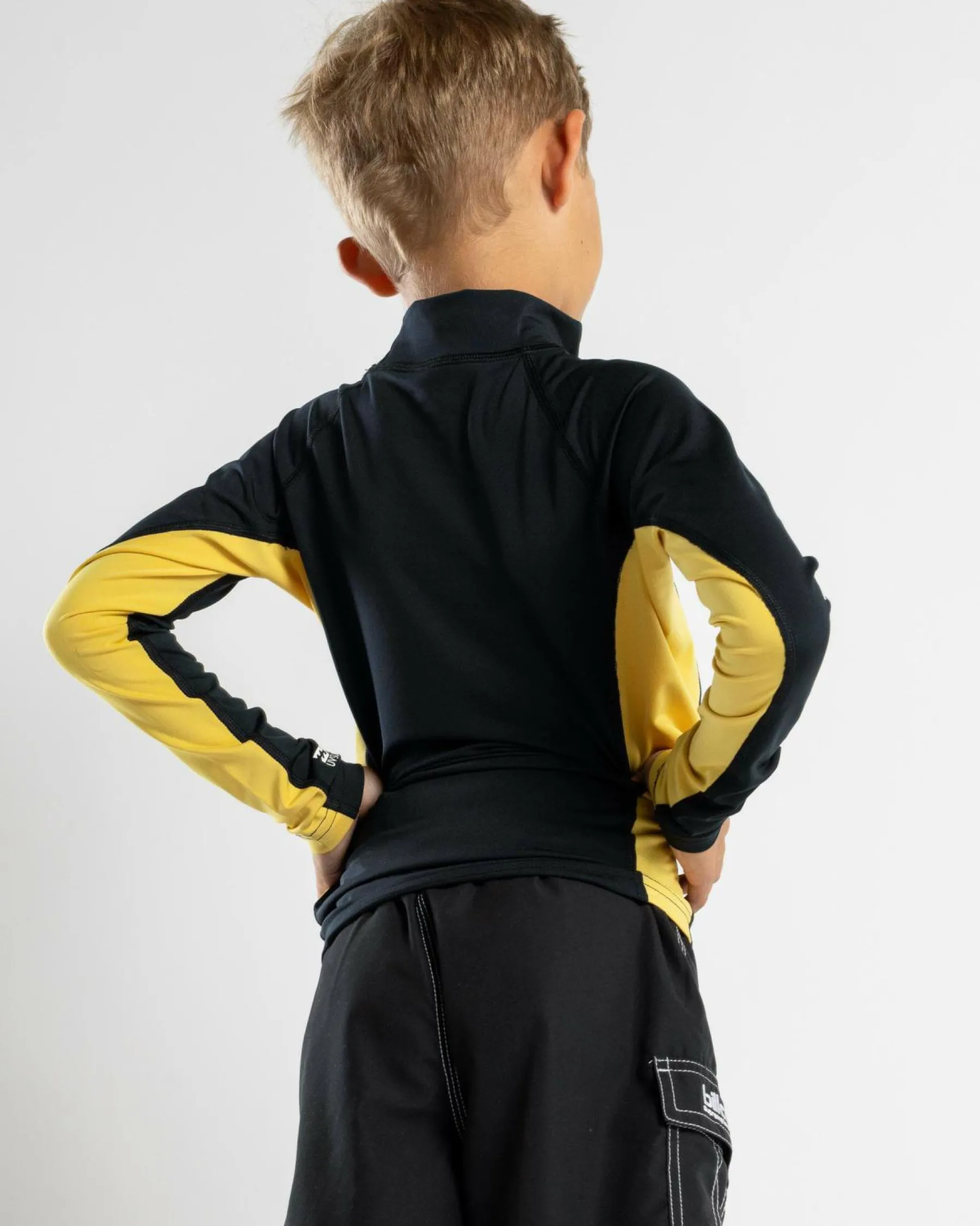 Rashies|Toddlers*Billabong Groms' Jimmy Contrast Long Sleeve Rash Vest Black / Yellow