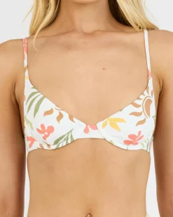 Bikinis*Billabong Happy Days Demi Bralette Bikini Top White