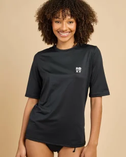 Rash Vests*Roxy Happy Waves Short Sleeve Surf Rash Vest Anthracite