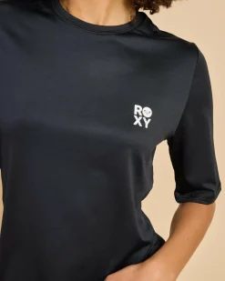 Rash Vests*Roxy Happy Waves Short Sleeve Surf Rash Vest Anthracite