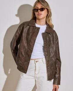Clearance Harley Faux Leather Jacket Women Jackets & Coats