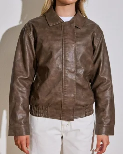 Clearance Harley Faux Leather Jacket Women Jackets & Coats