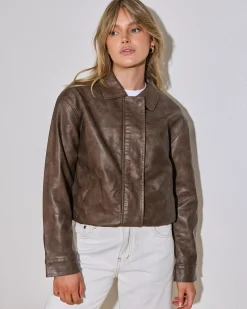 Clearance Harley Faux Leather Jacket Women Jackets & Coats