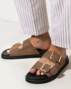 Sandals*Ava And Ever Haven Slide Sandals Chocolate/black