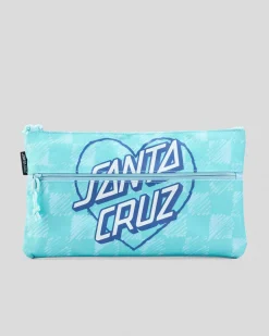 Pencil Cases & Stationery|Pencil Cases & Stationery*Santa Cruz Heart Dot XL Pencil Case Aqua Check