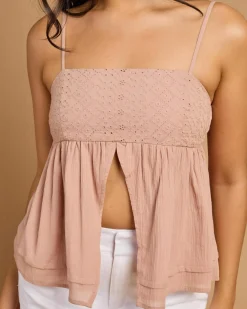 New Heather Split Front Top Women Tops