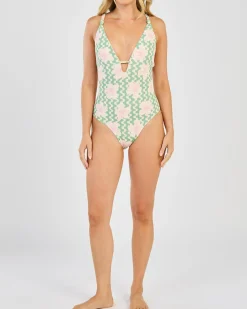 Hibiscus Daze One Piece Swimsuit Women Surf|One Pieces
