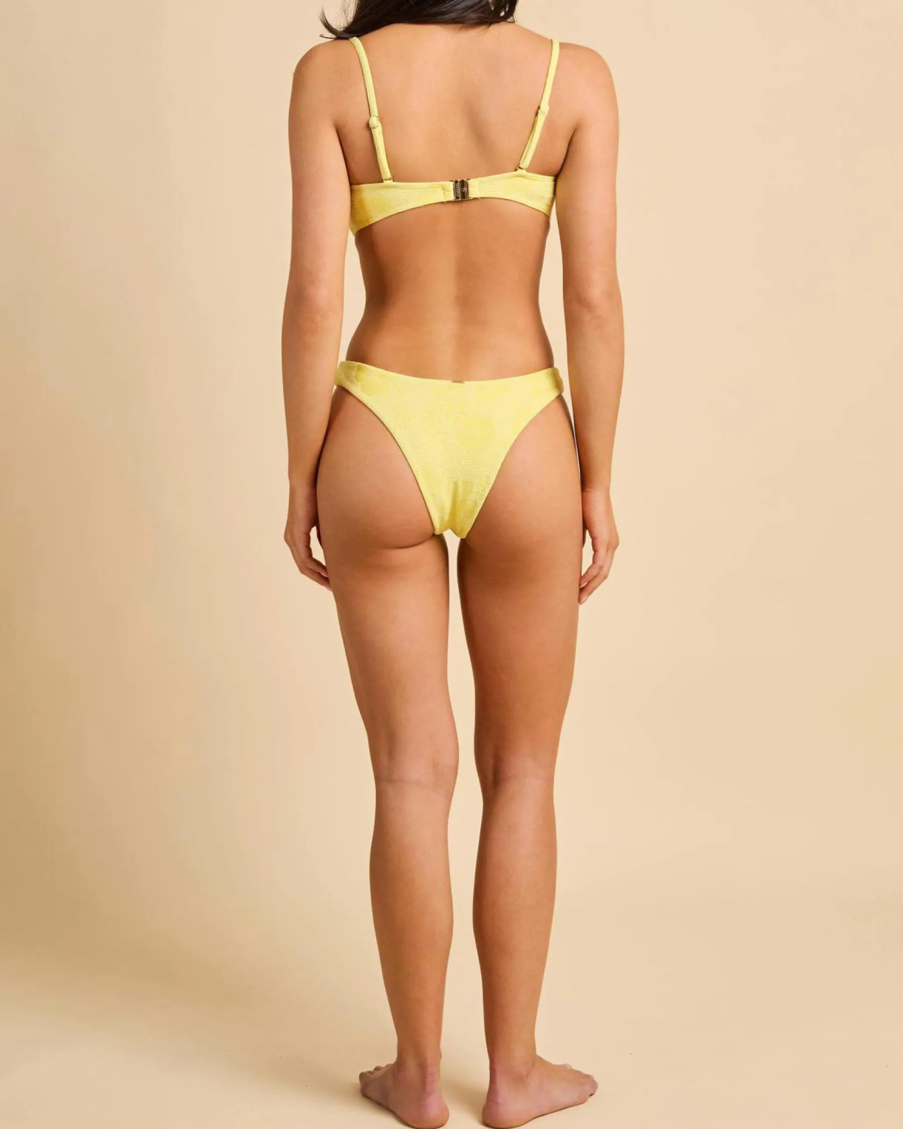 Bikinis*Topanga Hibiscus Scrunch High Cut Bikini Bottom Banana Sorbet