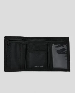 Wallets*Salty Life Hidden Paradise Tri-Fold Wallet Black