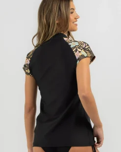 Rash Vests*Rip Curl Hidden Tropics Cap Sleeve Rash Vest Black