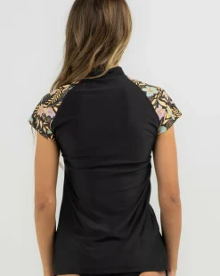 Rash Vests*Rip Curl Hidden Tropics Cap Sleeve Rash Vest Black