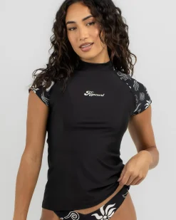 Rash Vests*Rip Curl Holiday Cap Sleeve Rash Vest Black/white