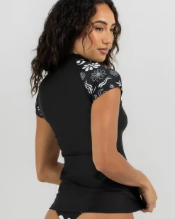 Rash Vests*Rip Curl Holiday Cap Sleeve Rash Vest Black/white