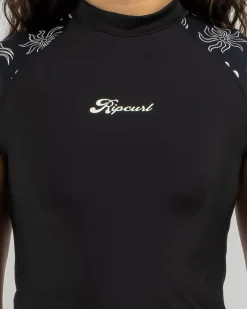 Rash Vests*Rip Curl Holiday Cap Sleeve Rash Vest Black/white