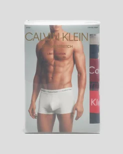 Underwear & Sleepwear*Calvin Klein Holiday Cotton Stretch Low Rise Trunks 3 Pack Black/black W/exact Wb