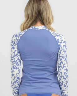 Rash Vests*Rip Curl Holiday Tropics Long Sleeve UPF Rash Vest Mid Blue