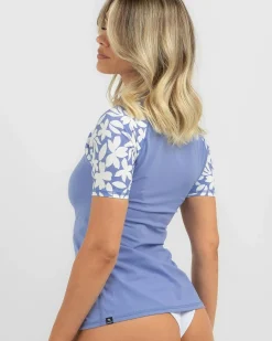 Rash Vests*Rip Curl Holiday Tropics Short Sleeve UPF Rash Vest Mid Blue