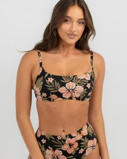 Bikinis*Billabong Hooked On Tropics Mia DD Bikini Top Black