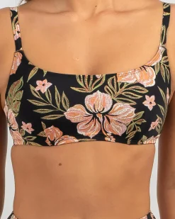 Bikinis*Billabong Hooked On Tropics Mia DD Bikini Top Black