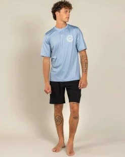 Rashies*The Mad Hueys Hueys Good Life Short Sleeve Surf T-Shirt Steel Blue