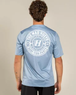 Rashies*The Mad Hueys Hueys Good Life Short Sleeve Surf T-Shirt Steel Blue
