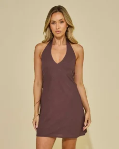 Linen Blend|Dresses*Mooloola Hula Hawaii Dress Espresso