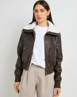 Jackets & Coats*Ava And Ever Hunter Faux Leather Jacket Brown