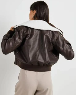 Jackets & Coats*Ava And Ever Hunter Faux Leather Jacket Brown
