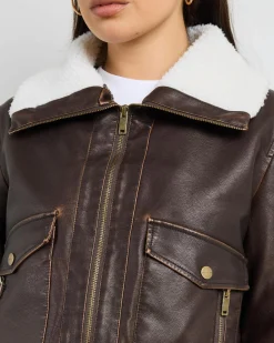 Jackets & Coats*Ava And Ever Hunter Faux Leather Jacket Brown