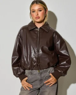 Best Huxley Faux Leather Puffer Jacket Women Jackets & Coats