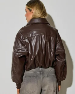 Best Huxley Faux Leather Puffer Jacket Women Jackets & Coats