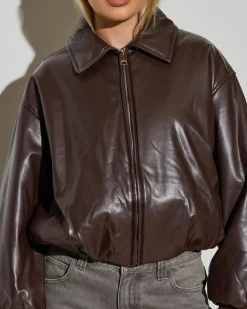 Best Huxley Faux Leather Puffer Jacket Women Jackets & Coats