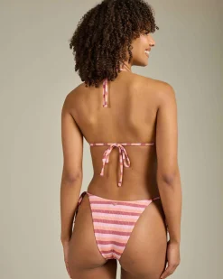 Hot Ibiza Stripe Rib Slide Tri Bikini Top Women Bikinis