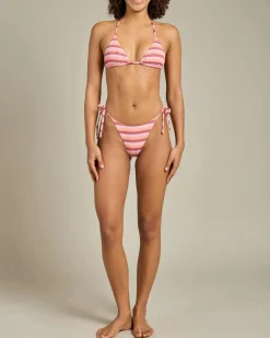 Hot Ibiza Stripe Rib Slide Tri Bikini Top Women Bikinis