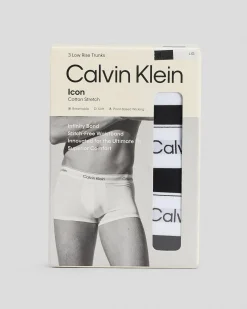 Underwear & Sleepwear*Calvin Klein Icon Cotton Stretch Low Rise Trunk 3 Pack Black/black/black