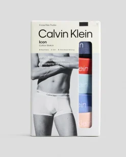 Underwear & Sleepwear*Calvin Klein Icon Cotton Stretch Low Rise Trunk 5 Pack Blk W/ Vin In/mltn/str Blu/glcr/mln Frnzy
