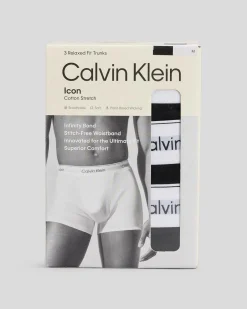 Underwear & Sleepwear*Calvin Klein Icon Cotton Stretch Trunk 3 Pack Black/black/black