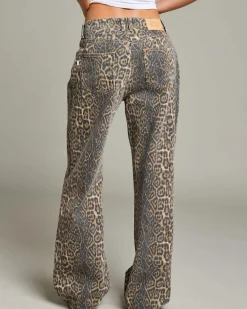 Denim|Bottoms*DESU Icon Leo Straight Leg Jeans Leopard