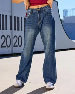 Denim|Bottoms*DESU Icon Straight Leg Jeans Blasted Dark Blue