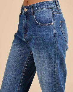 Denim|Bottoms*DESU Icon Straight Leg Jeans Blasted Dark Blue