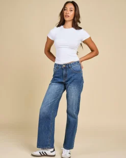 Denim|Bottoms*DESU Icon Straight Leg Jeans Blasted Dark Blue