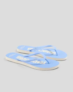 Flip Flops*Rip Curl Icons Of Surf Bloom Open Toe Thongs Mid Blue