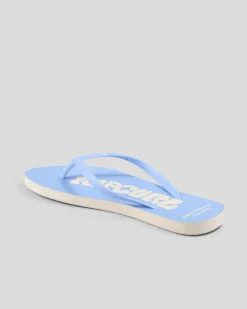 Flip Flops*Rip Curl Icons Of Surf Bloom Open Toe Thongs Mid Blue
