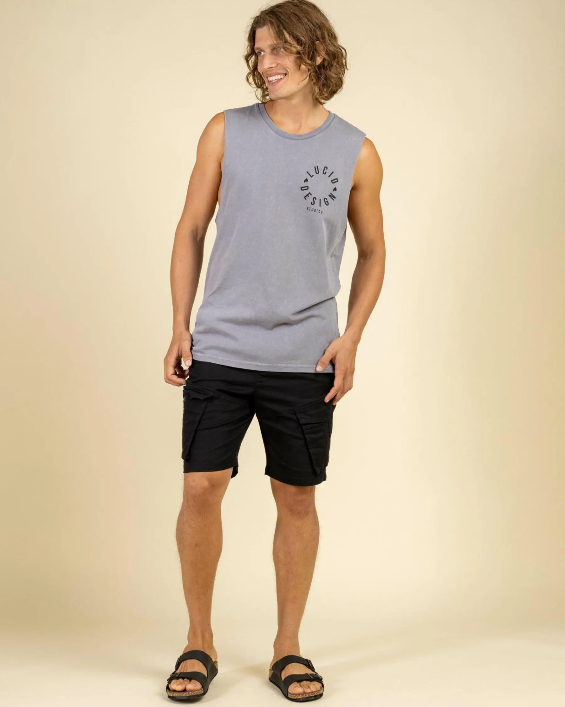 Tops & T-Shirts*Lucid Inception Muscle Tank Lt Grey Acid