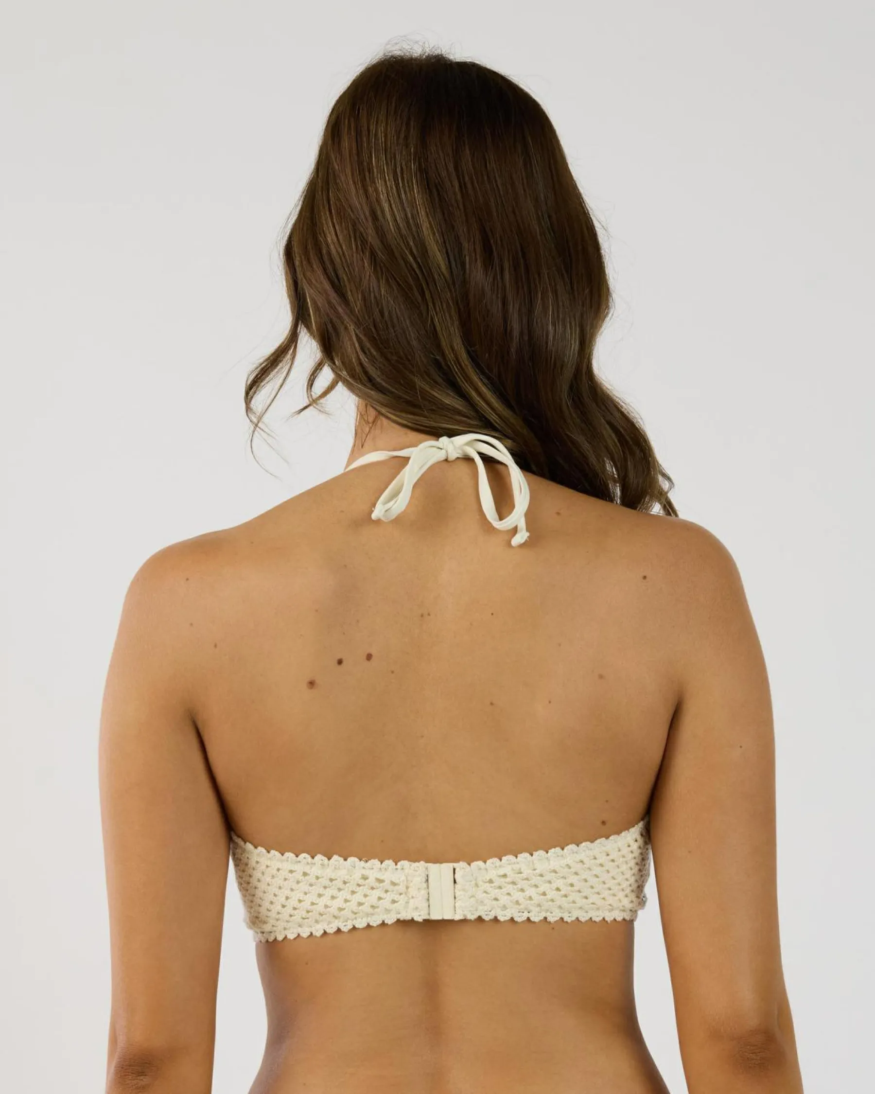 Bikinis*Rip Curl Indio Crop Halter Bralette Bikini Top Antique White