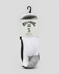 Socks*Billabong Invisible Socks 5 Pack Multi